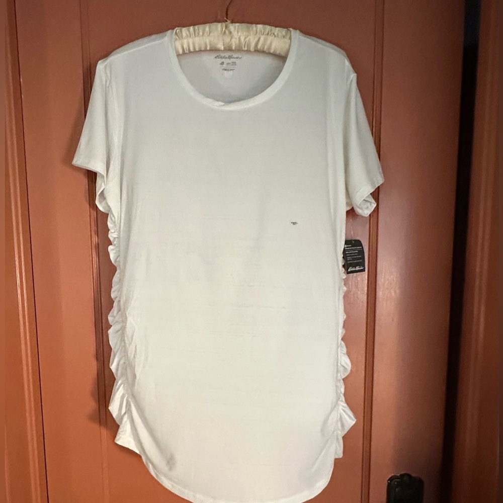 Eddie Bauer- XXL white trail light SS rouched snow